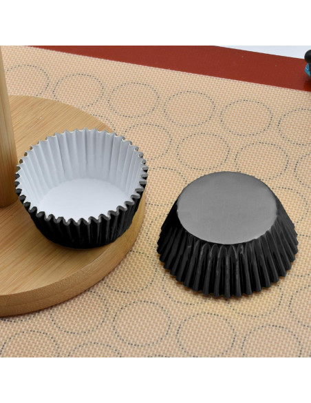 200 Moldes para Hornear Cupcake Aluminio Negro MODENGKONGJIAN