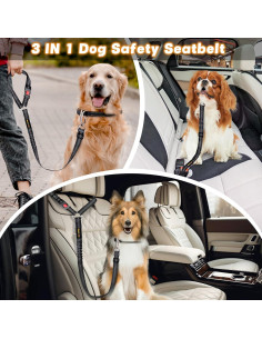 Cinturón de Seguridad para Perros ODOGPETO Ajustable 4 en 1 2