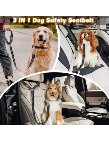 Cinturón de Seguridad para Perros ODOGPETO Ajustable 4 en 1