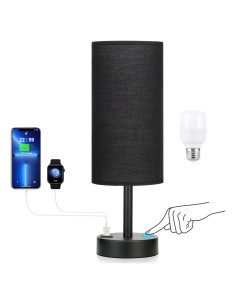 Lámpara de Mesita Dicoool con Puertos USB-C y USB, 35.6cm