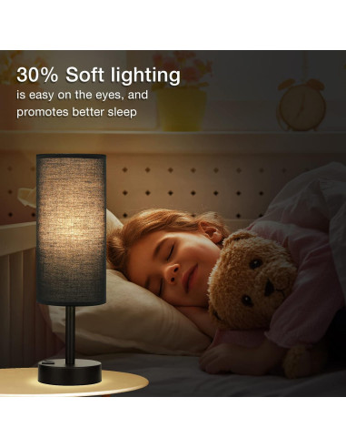 Lámpara de Mesita Dicoool con Puertos USB-C y USB, 35.6cm