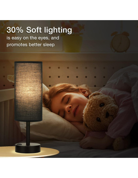 Lámpara de Mesita Dicoool con Puertos USB-C y USB, 35.6cm