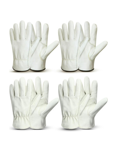 Guantes de Cuero Bencailor Beige 4 Pares para Jardinería