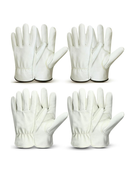 Guantes de Cuero Bencailor Beige 4 Pares para Jardinería