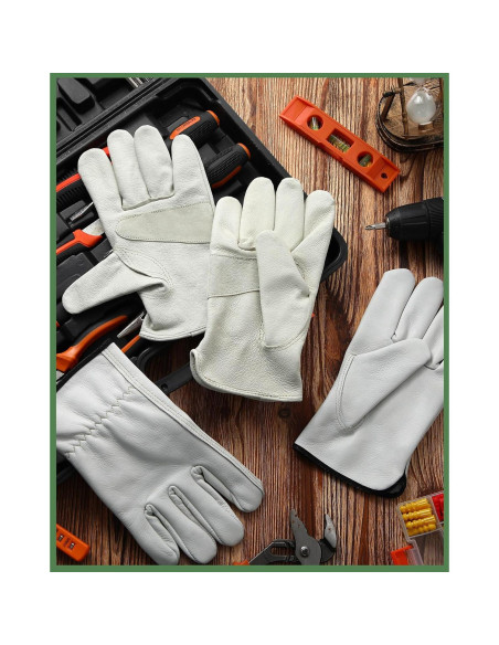 Guantes de Cuero Bencailor Beige 4 Pares para Jardinería