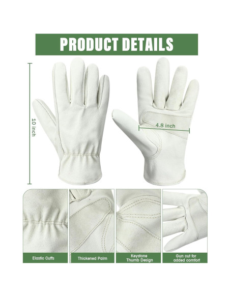 Guantes de Cuero Bencailor Beige 4 Pares para Jardinería