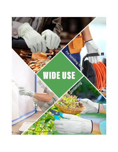 Guantes de Cuero Bencailor Beige 4 Pares para Jardinería