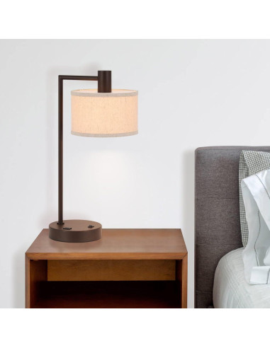 Lámpara de Mesa XiNBEi Bronce Oscuro con USB 55.9 cm