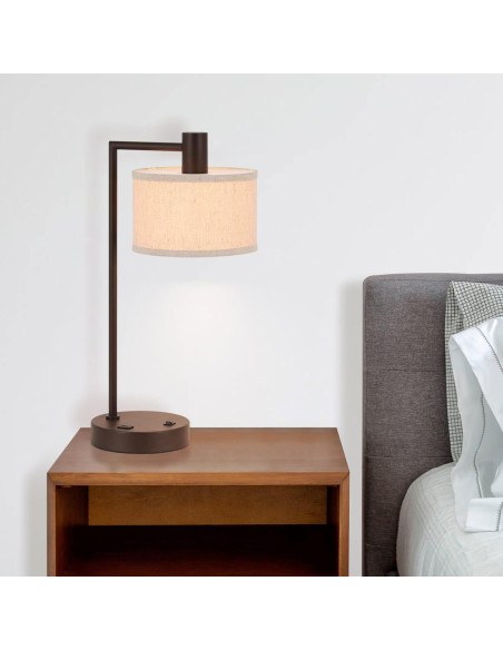 Lámpara de Mesa XiNBEi Bronce Oscuro con USB 55.9 cm