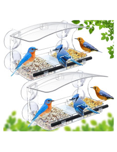 Comedero para Aves de Ventana WLLKOO 2 Paquetes con Ventosas