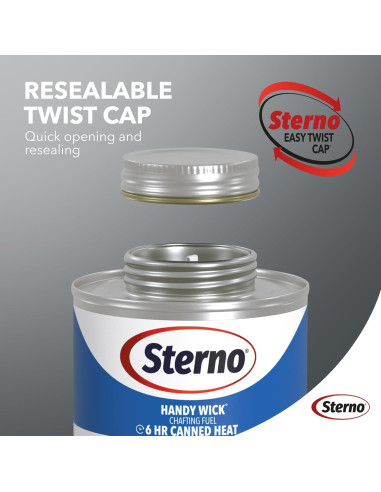 Latas de Combustible Sterno Handy Wick - Paquete de 6, 6 Horas