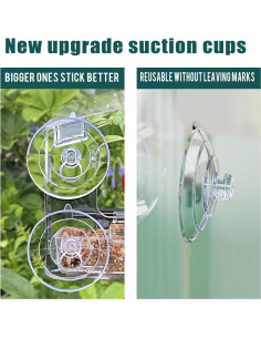 Comedero para Aves de Ventana WLLKOO 2 Paquetes con Ventosas 2