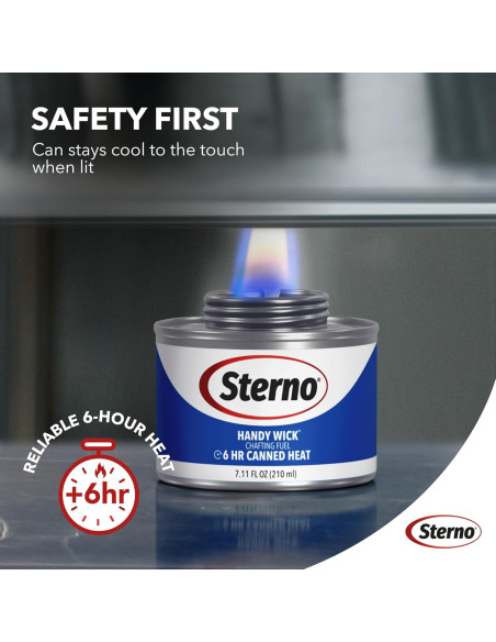 Latas de Combustible Sterno Handy Wick - Paquete de 6, 6 Horas