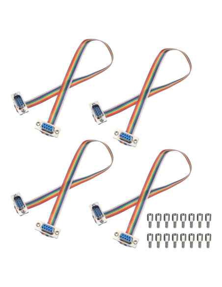 Cable de Cinta IDC Arcoíris MECCANIXITY 4 Pcs DB9 Macho a Hembra 30 cm