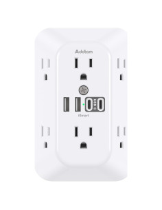 Extensor de Enchufe Addtam 6 AC + 4 USB Cargador 1800J