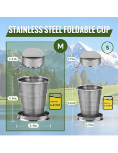 Taza Plegable de Acero Inoxidable HYSENE Mediana 158g 2