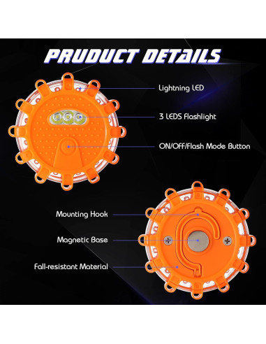 Luces de Emergencia LED Frienda 6 Piezas con 9 Modos
