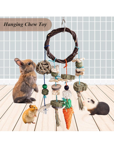 Juguete de Masticar para Conejos Grddaef - Colgante Natural 44cm