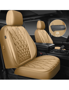 Funda de Asiento de Coche CAR PASS Beige PU Impermeable 2