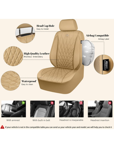 Funda de Asiento de Coche CAR PASS Beige PU Impermeable