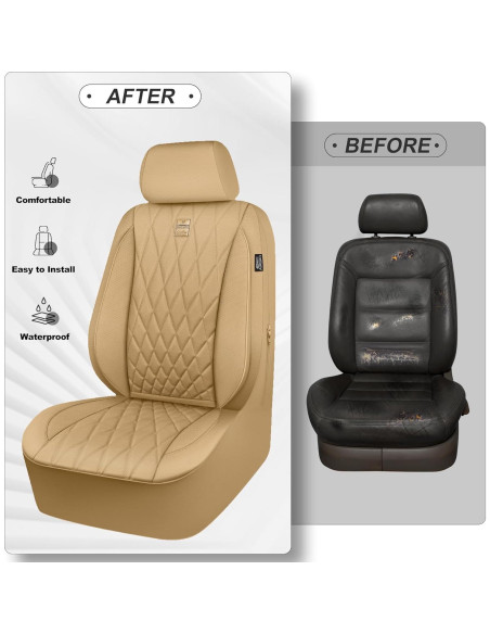 Funda de Asiento de Coche CAR PASS Beige PU Impermeable