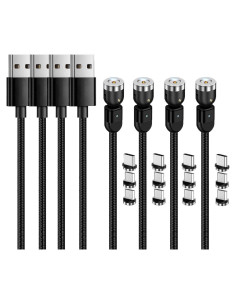 Cable de Carga Magnético 3 en 1 VKEFICEA 4-Pack 1-3m