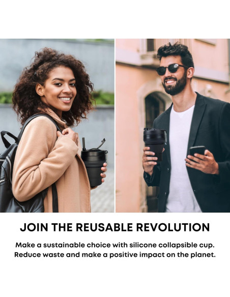 Taza de Café Plegable Reutilizable YARO 470ml Negra Taza de Café Plegable Reutilizable YARO 470ml Negra