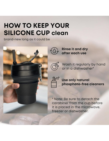 Taza de Café Plegable Reutilizable YARO 470ml Negra