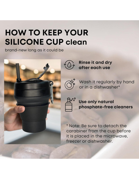 Taza de Café Plegable Reutilizable YARO 470ml Negra Taza de Café Plegable Reutilizable YARO 470ml Negra