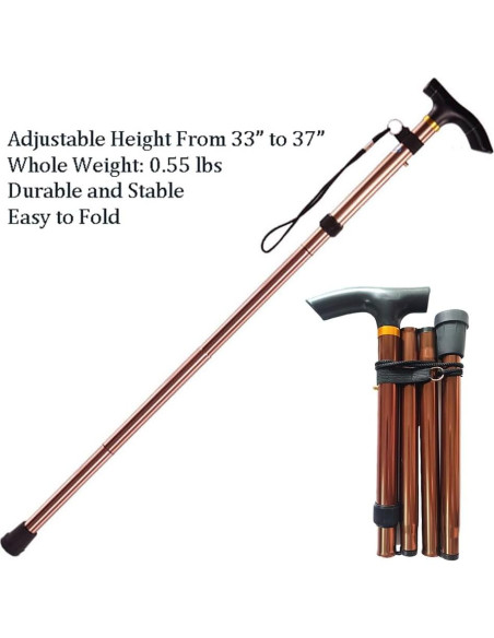Bastón Plegable MUFANDUO Ajustable 83.82-93.98 cm Aluminio