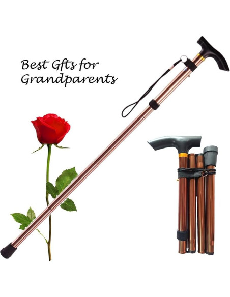 Bastón Plegable MUFANDUO Ajustable 83.82-93.98 cm Aluminio