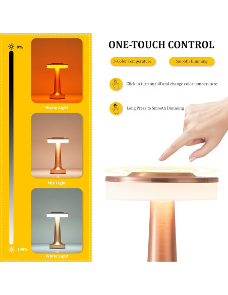 Lámpara de Mesa LED Portátil LSTVZSNRX Oro Rosa 3 Brillos