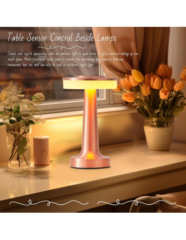 Lámpara de Mesa LED Portátil LSTVZSNRX Oro Rosa 3 Brillos