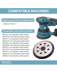 Almohadilla de Lijadora Orbital 5" Donanim Metal 8 Agujeros 2