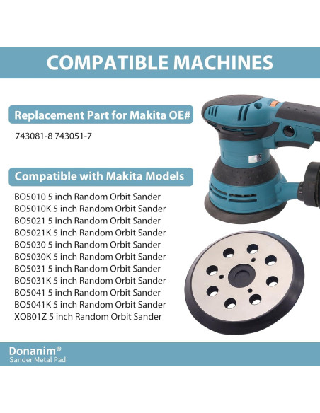 Almohadilla de Lijadora Orbital 5" Donanim Metal 8 Agujeros