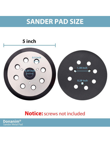Almohadilla de Lijadora Orbital 5" Donanim Metal 8 Agujeros