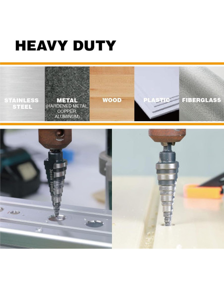 Broca Escalonada Doble Flute Jerax HSS 1/8" - 1/2" para Metal y Madera