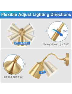 Aplique de pared regulable TRLIFE dorado con bombilla LED 6W 2