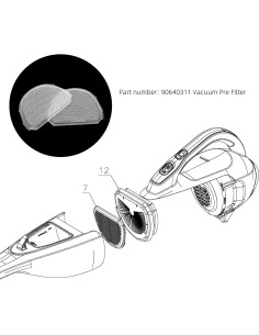 Reemplazo Filtro Aspiradora Mano Ruimou 90640311 Compatible Black & Decker 2