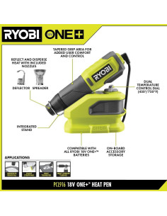 Bolígrafo de Calor RYOBI 18V ONE+ PCL916B Doble Temperatura 2