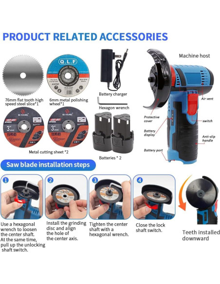 Amoladora Angular Sin Cable HuanQiuSensmart 12V Mini 100W