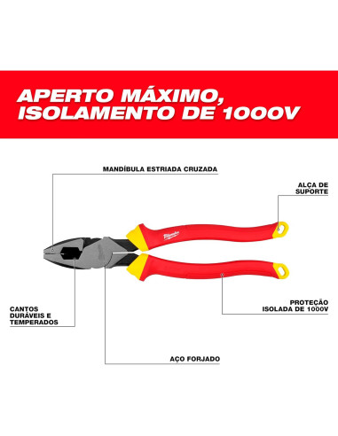 Alicates Universales Aislados Milwaukee 1000V 48-22-2209