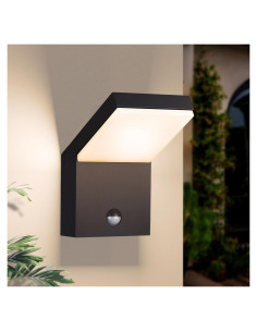 Luz de Pared Exterior LED Illumishin Negra 17x14cm con Sensor