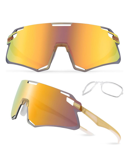 Gafas de Ciclismo ROCKBROS Antiblu UV Doradas Chai