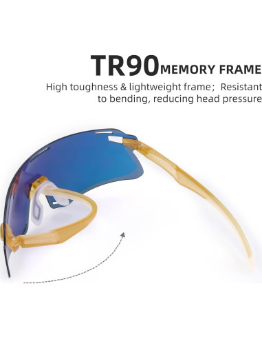 Gafas de Ciclismo ROCKBROS Antiblu UV Doradas Chai