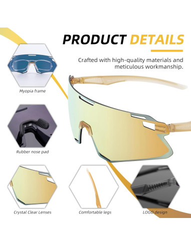 Gafas de Ciclismo ROCKBROS Antiblu UV Doradas Chai