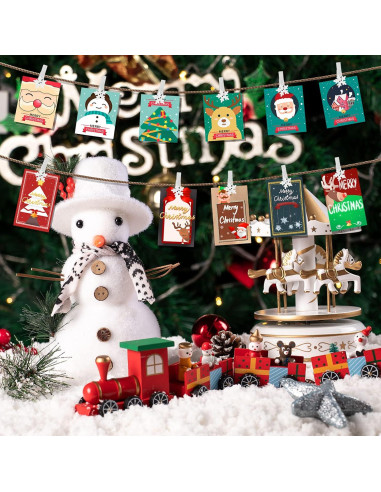 Paquete de 50 Clips de Madera Souarts con Copos de Nieve