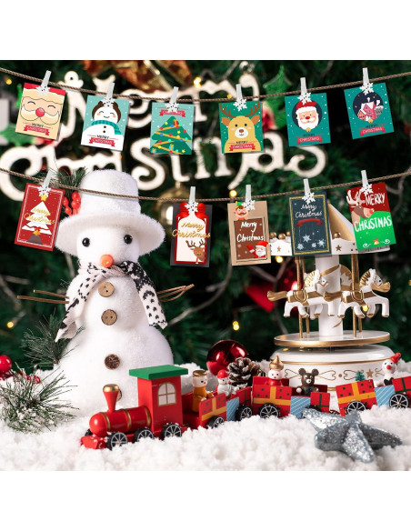 Paquete de 50 Clips de Madera Souarts con Copos de Nieve