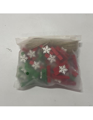 Paquete de 50 Clips de Madera Souarts con Copos de Nieve