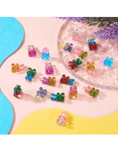 20 Piezas Encantos de Oso de Resina Gummy Bear 10 Colores 2